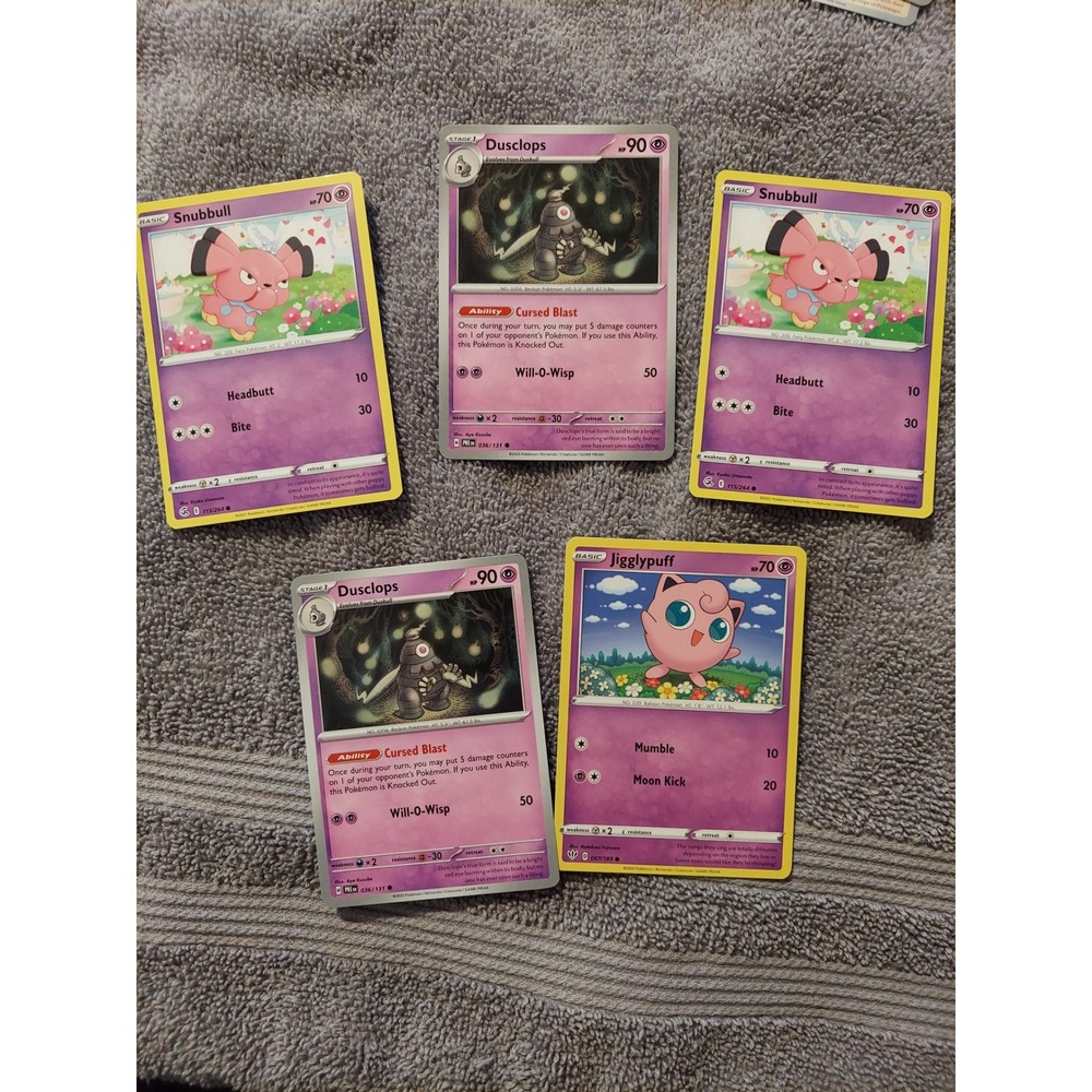 Pokemon Cards Bundle Lot - Snubbull Dusclops Jigglypuff & More - Trainer Energy